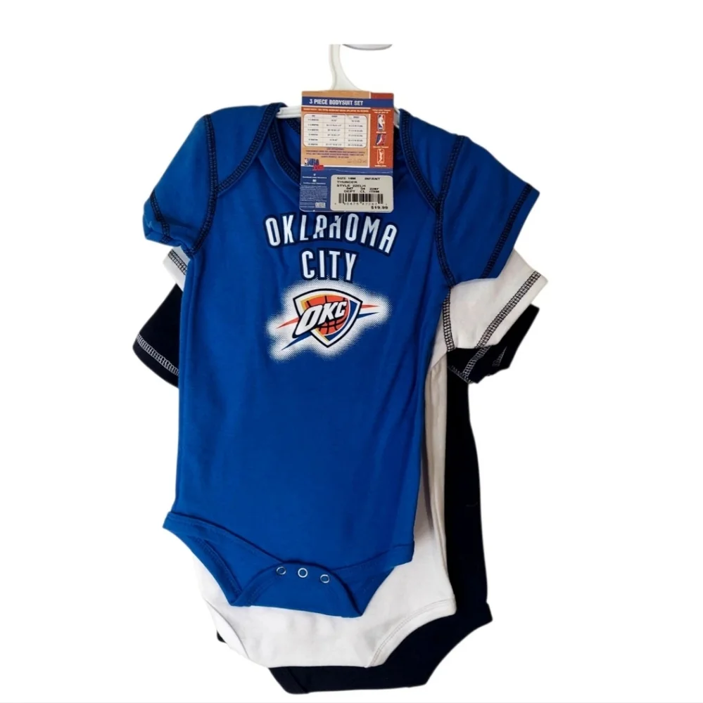 Oklahoma City Thunder Infant Bodysuits Size 18 Months Set of 3 Baby Toddler New